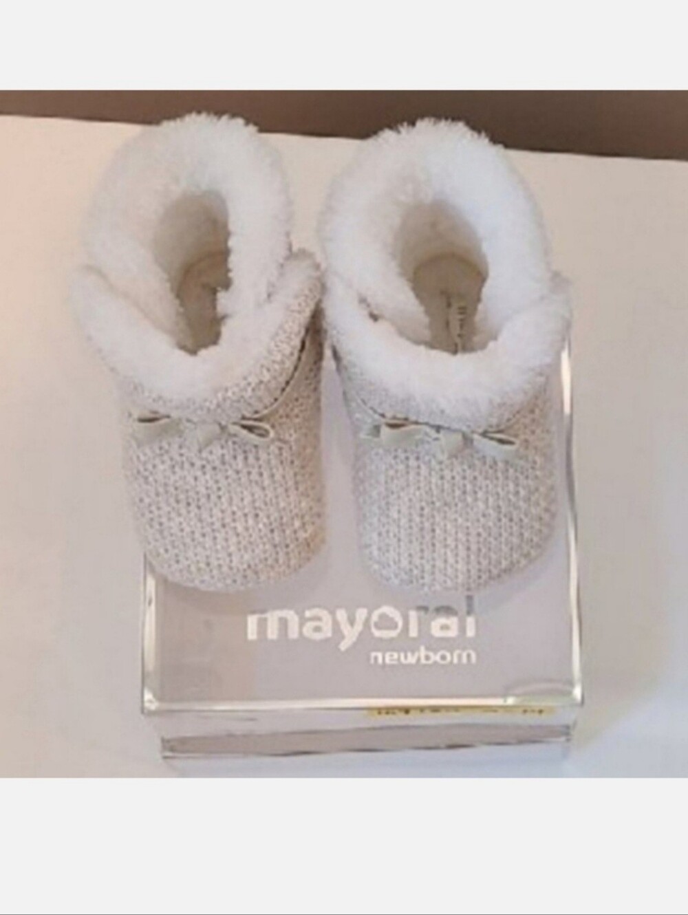 Baby Booties White Faux Fur Knit Kids First Walker Shoes Winter Boots Girls 2 - Picture 6 of 8